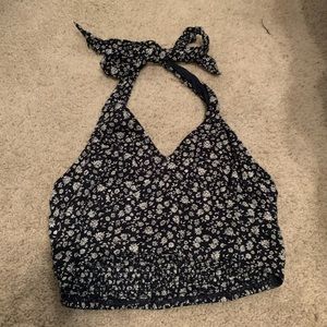 Blue floral halter summer top